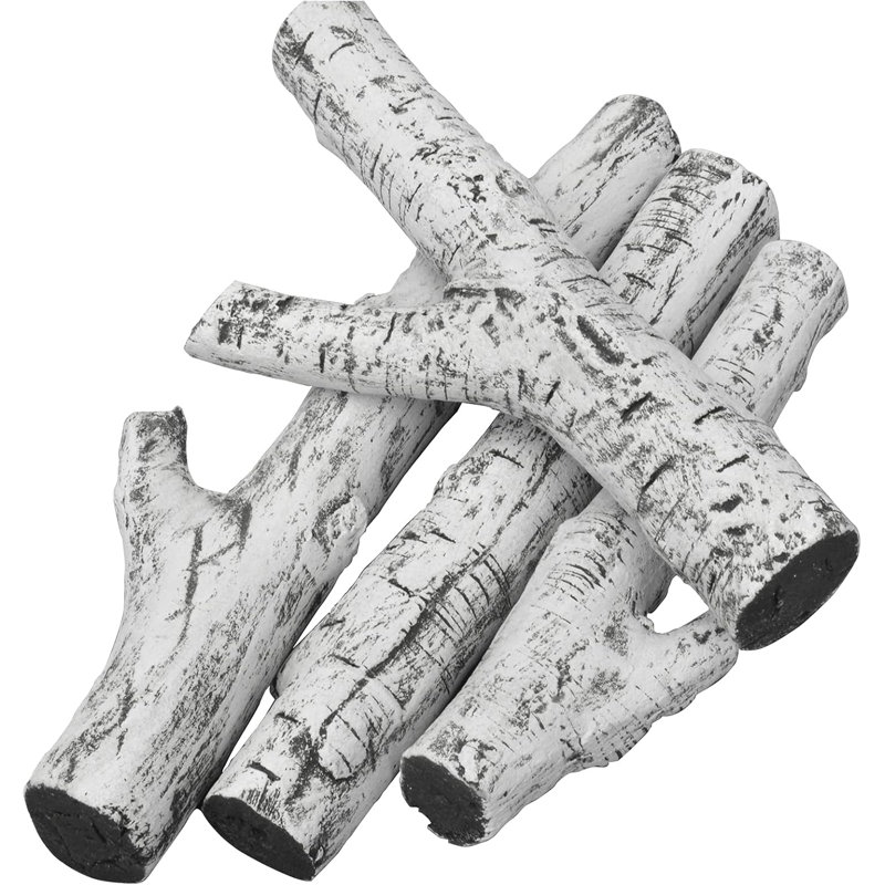 Ensemble de 4 bûches à gaz en bois de bouleau blanc en céramique pour tous les types de bûches