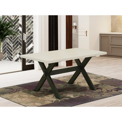 Table de salle à manger X-Style Modern - plateau de cuisine rectangulaire avec pieds élégants, lin brossé