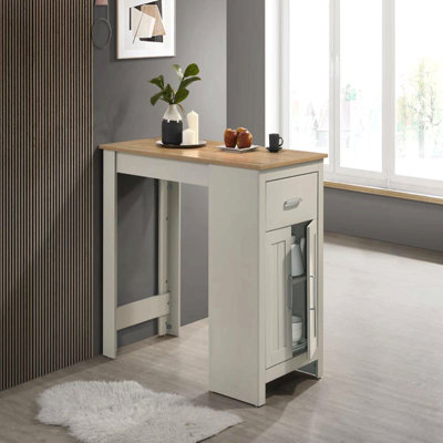 Table de salle à manger Alonzo 47 po gris clair avec rangement et tiroir