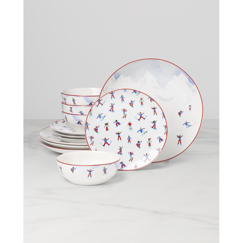 Oneida Snowbound 12-Piece Dinnerware Set, Service For 4