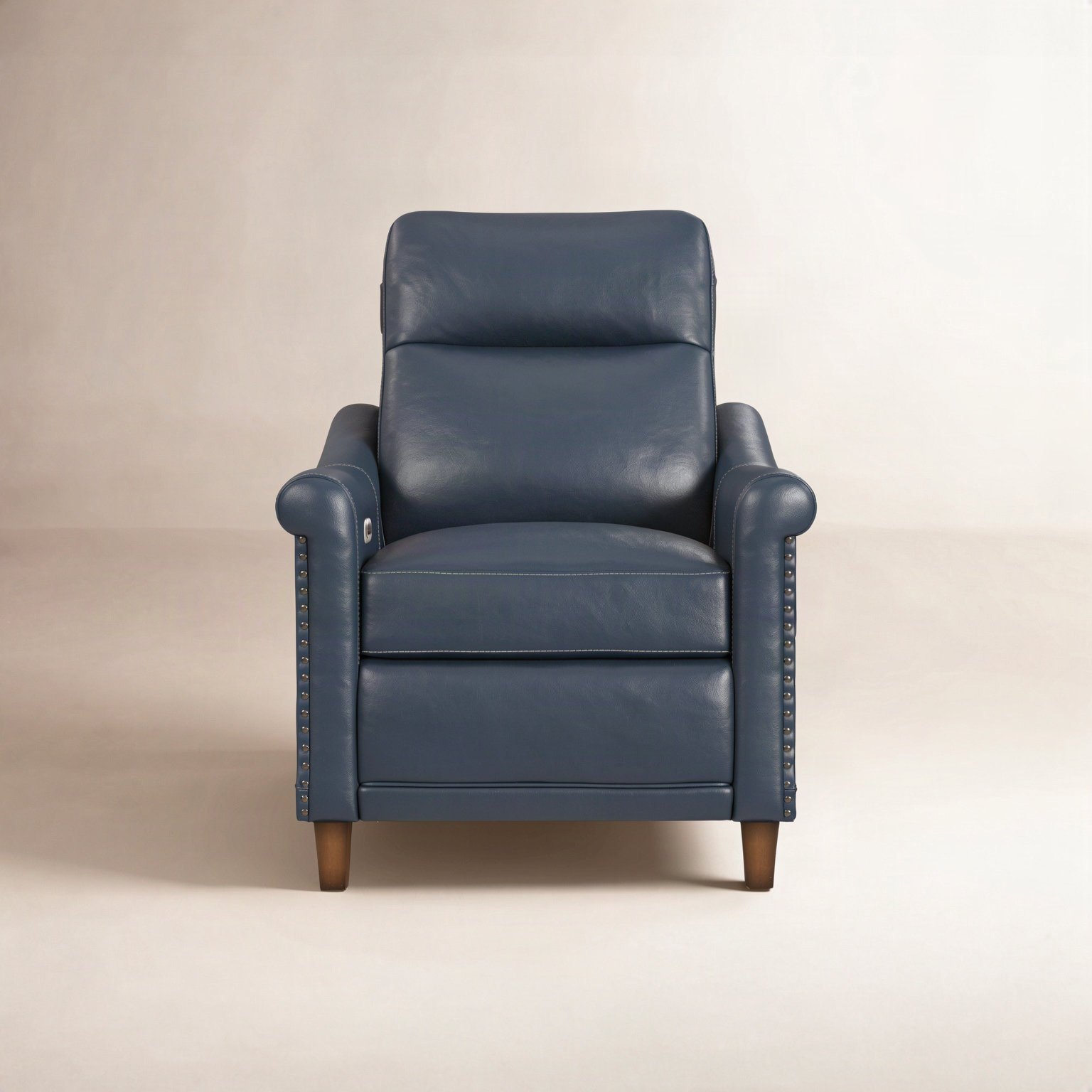 Elizabeth 3-Piece Leather Reclining Living Room Set, Blue