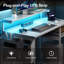 Office Computer Desk with LED Light,Office Table with Monitor Stand for Home/Office Use, Corner Desk with Large Storage Bag and Height Adjustable Storage Shelf, Remote Worker-2029252756-2014149002