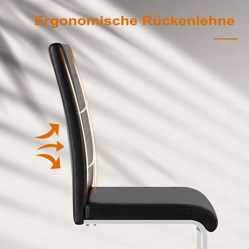 Bloxsom 48.5cm H Upholstered Cantilever Chair in Black, Black