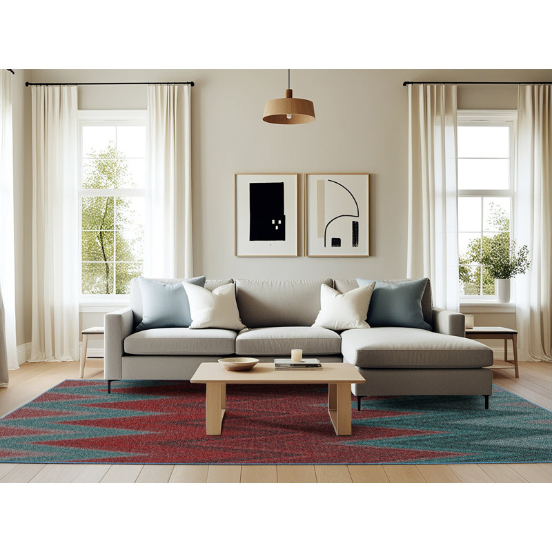 Tapis rouge à chevrons Donti, Rectangle 6 pi x 9 pi