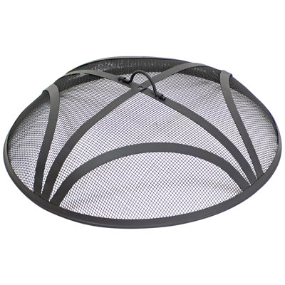 Reinforced Steel Mesh Black Fire Pit Spark Screen with Ring Handle - 22"