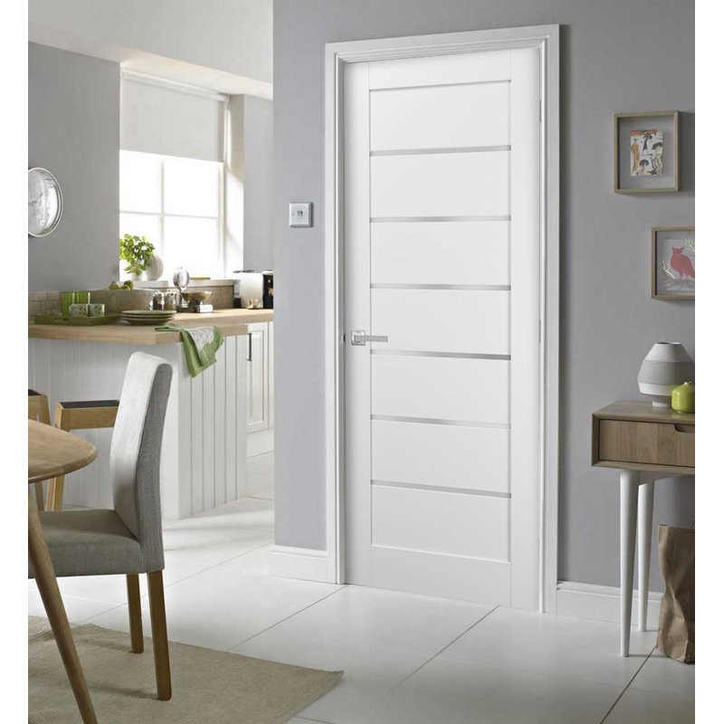 White Silk MDF Pantry Door with Frosted Opaque Glass