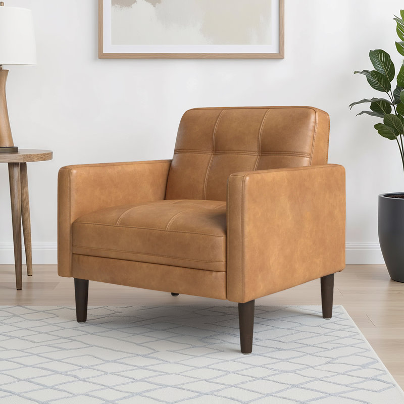 Fauteuil Bharati, Similicuir brun cognac
