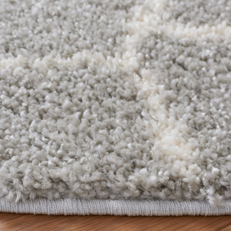 Tapis gris clair / crème Zettie, Rond 5 pi 1 po