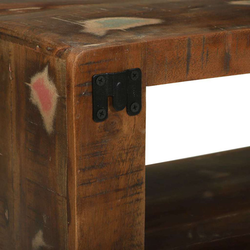 TV Cabinet With Shelf With Storage Solid Mango Wood, 25cm H x 80cm L x 32cm W, Multicolour