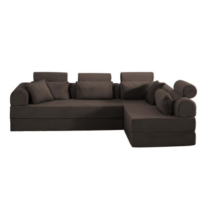 Compressed L-Shape Sectional Sofa with Convertible Bed Function