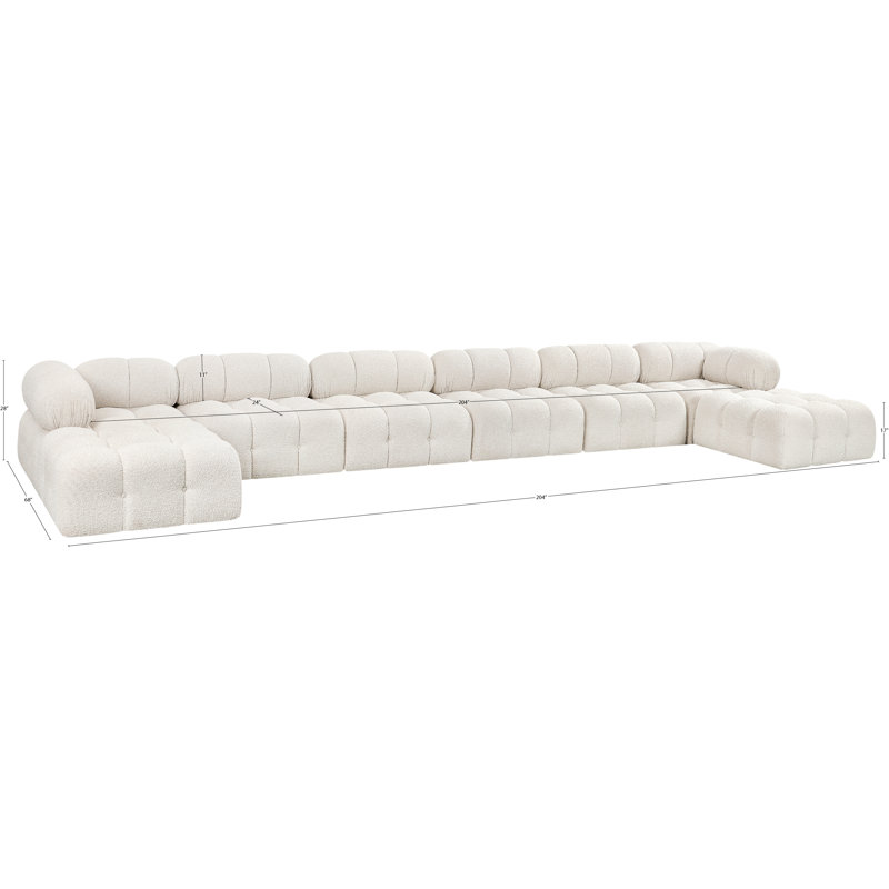Canapé modulaire rembourré 204 po Ames, Tissu crème bouclé