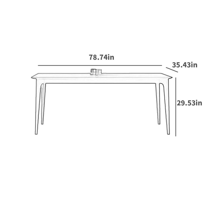 Miaja Ash Solid Wood Base Dining Table, 29.53" H x 78.74" L x 35.43" W