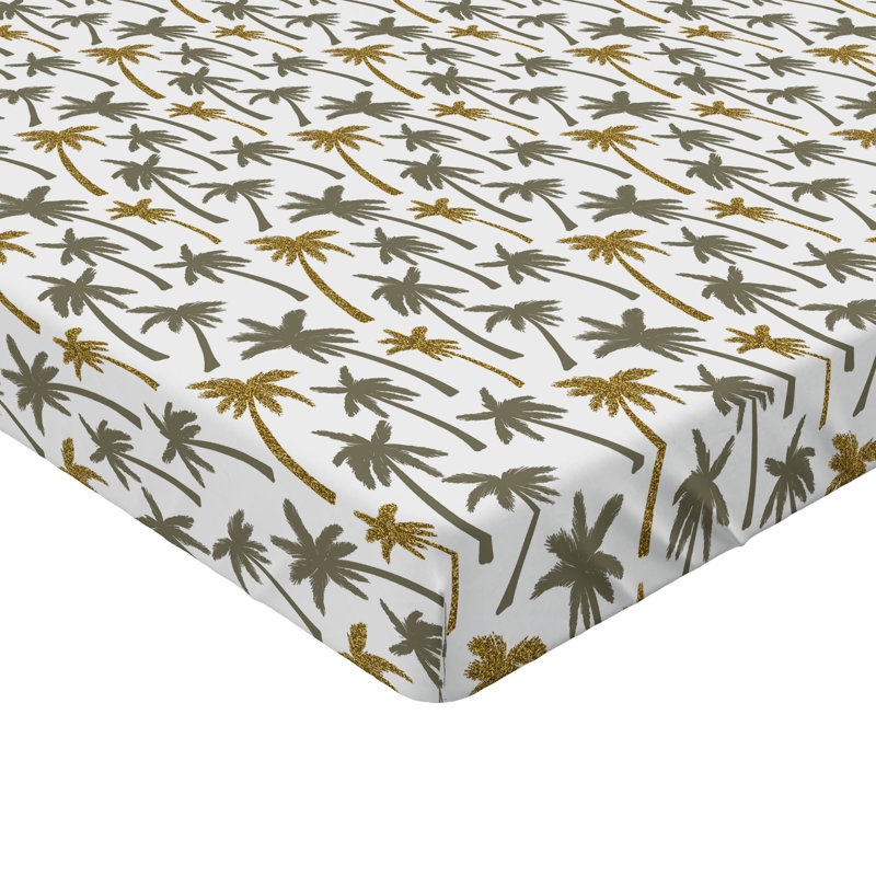 Ambesonne Nature Fitted Sheet Leaves Botanical Style Art, Full Fitted Sheet, Dark Mustard/Army Green Floral