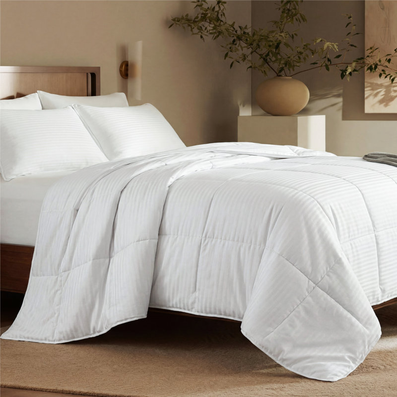 Bedsure Oversized King Striped Jacquard Quilted Duvet Insert – Down Alternative, All-Season Comforter, White 