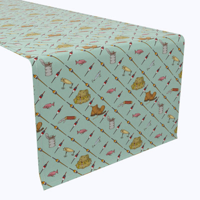 Table Runner, 100% Cotton, 16X108", Fishing Gear
