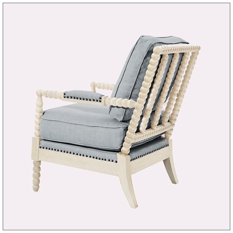 Fauteuil de 25,50 po Deview, Polyester gris ivoire, Crème antique