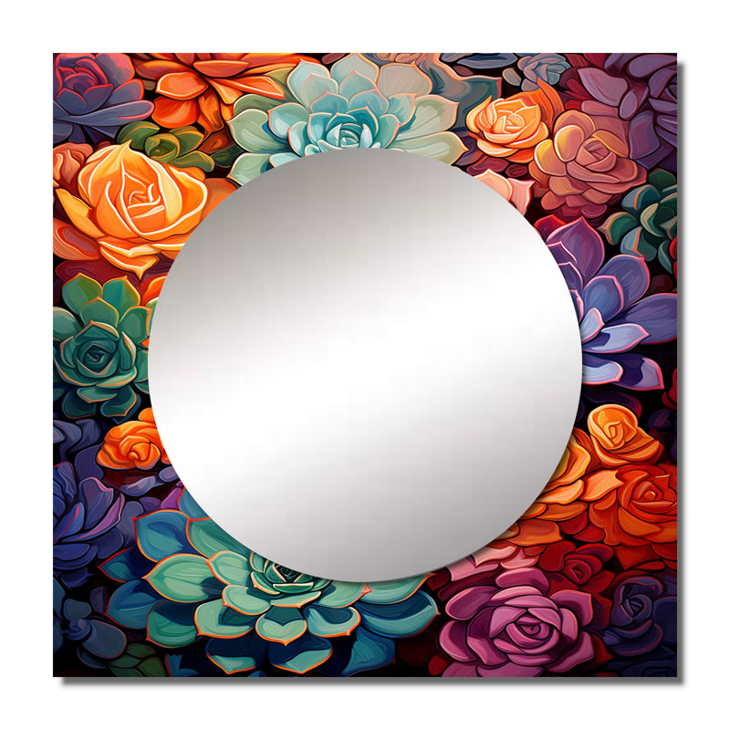 Godfry - Floral & Botanical Large Square Mirror For Wall Art Decor, 23" x 23"
