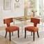 Ensemble de 2 chaises de salle à manger de style Mid-Century moderne, dossier courbé rembourré en tissu de lin ferme avec clous en cuivre, chaises de cuisine avec cadre en bois franc, orange-1950357854