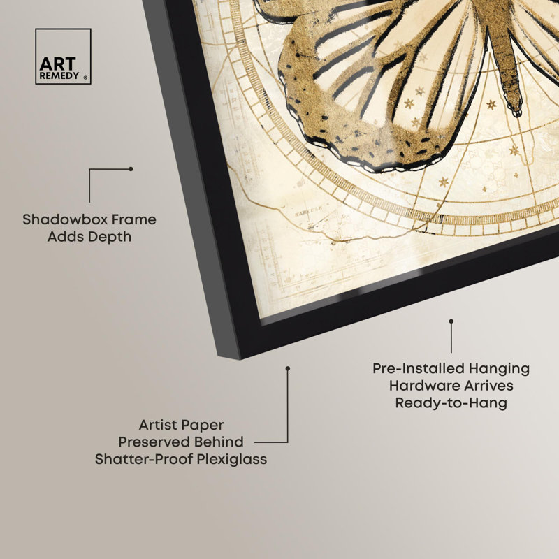 «Astro Fluttering Wings», impression de papillon par Art Remedy, H 13 po x l 13 po, Noir
