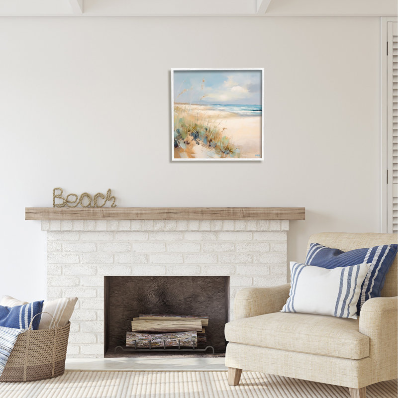 Bb-411-Roseaux abstraits encadrés encadrés sur bois par RB Print, Giclée encadrée blanc bord de mer