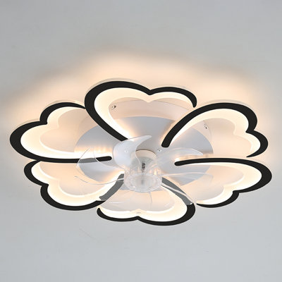 26.7In Black Ceiling Fan with Lights, Remote Control 3 Color Temperatures,6 Gear wind Speed Fan Light