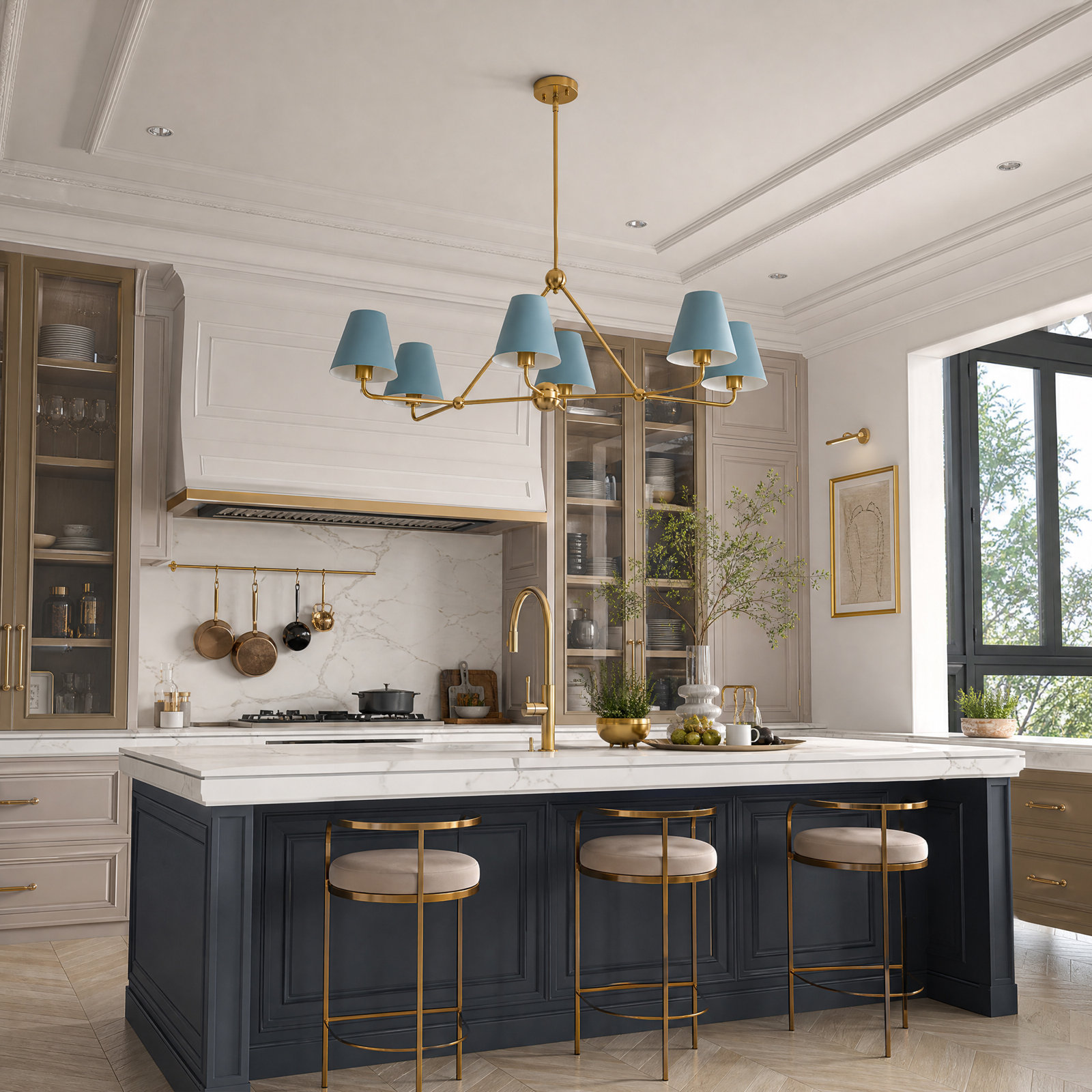 Rome 6-Light Pendant, Blue