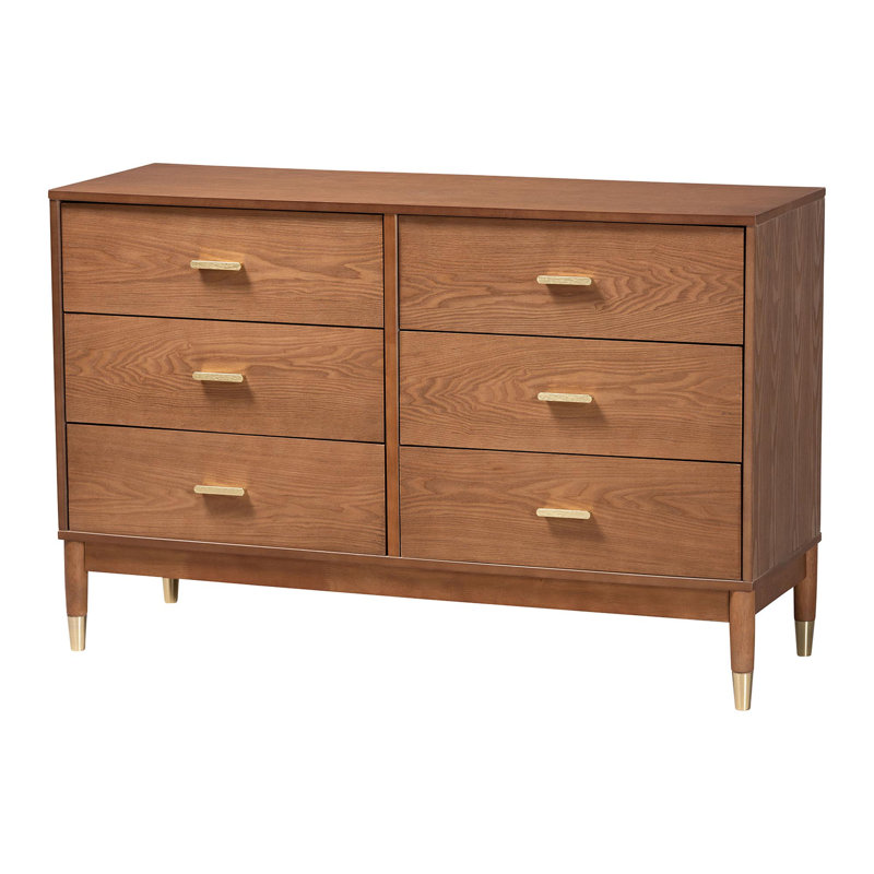 Commode 6 tiroirs Baxton Studio Mandoline Mid-Century