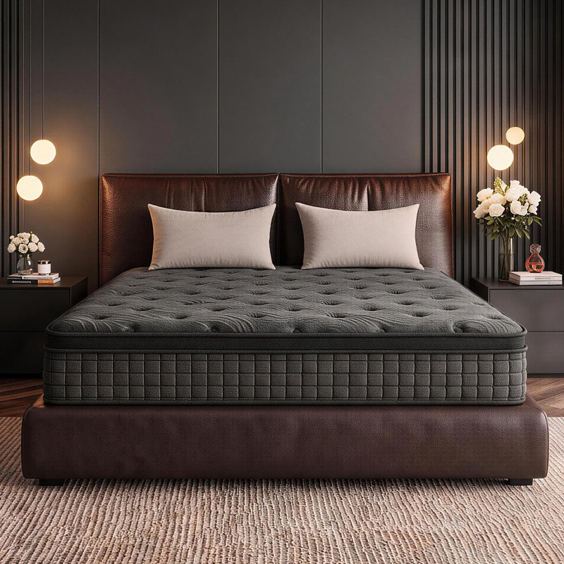 Matelas hybride multicouche en mousse à mémoire de forme et gel, format Queen, 35,5 cm (14 pouces) - Fermeté moyenne, soulagement des douleurs, soutien lombaire et des hanches renforcé, matelas rafraîchissant sans fibre de verre, livré en boîte avec 365 nuits d'essai, certifié CertiPUR-US pour ses propriétés antimicrobiennes.