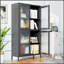 Armoire de rangement classique en métal avec 4 portes en verre et 4 tablettes réglables, verre trempé gaufré pour la présentation et l'organisation