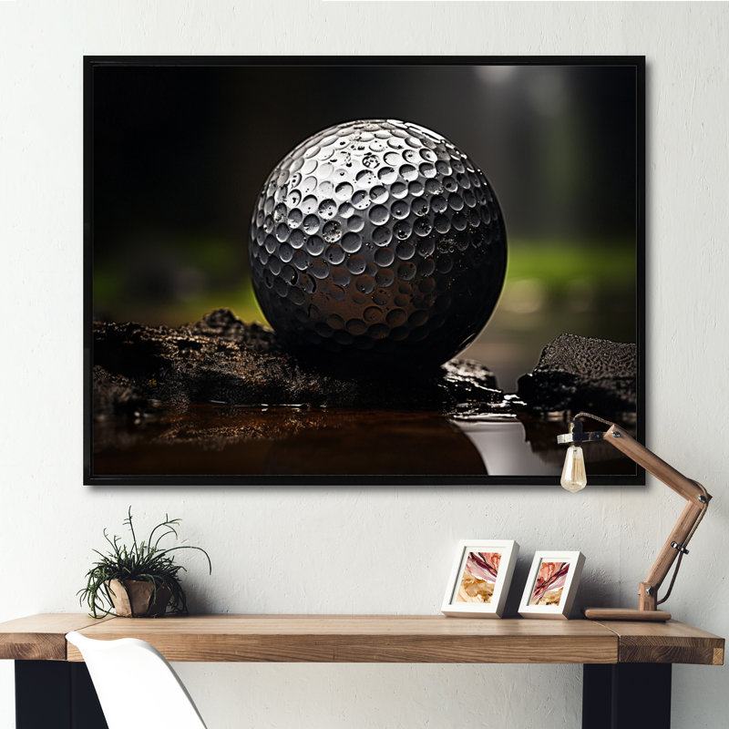 Golfers Focus - Art mural golf, Cadre flottant noir, H 24 po x l 32 po x P 1 po