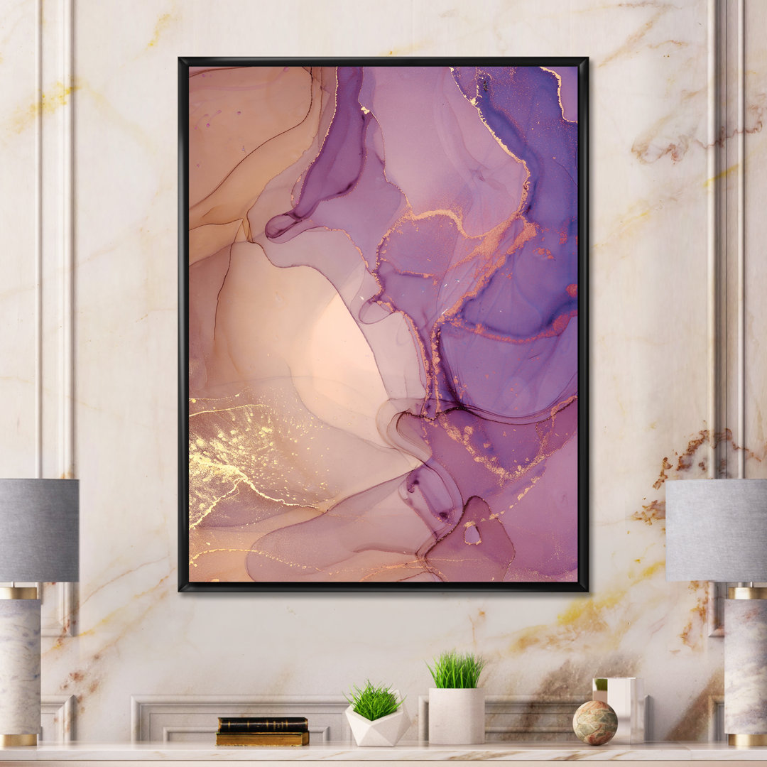 " Purple And Yellow Marble Ink Clouds " by Designart East Urban Home 