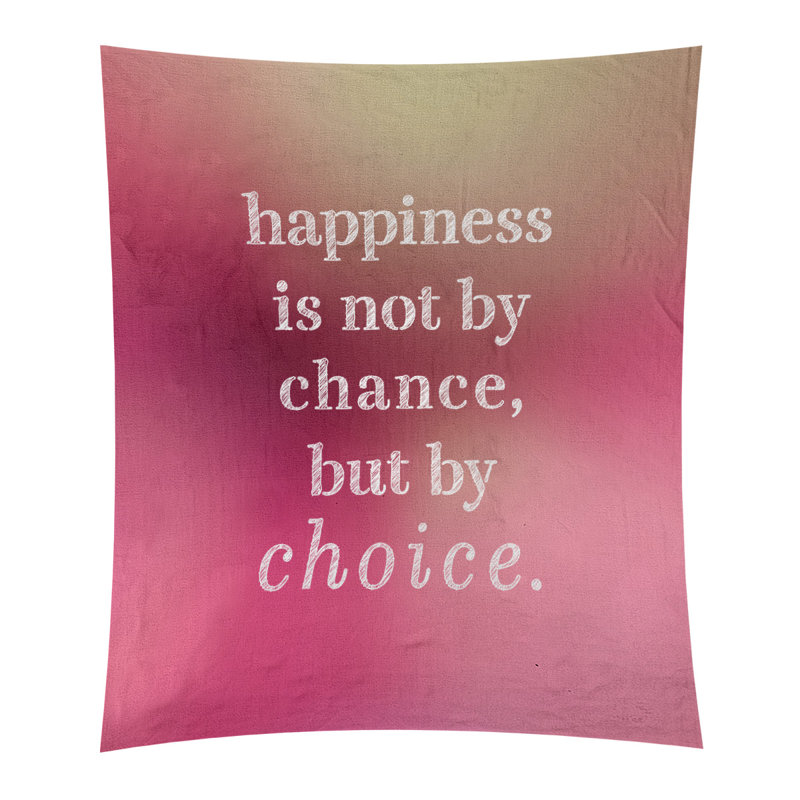 Tapisserie citation manuscrite en polyester, H 80 po x l 68 po, Lueur rose