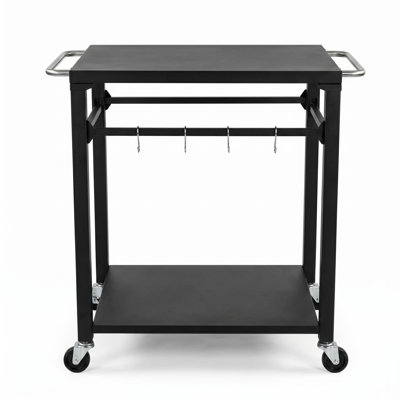 2-Tier Stainless Steel Bar Cart With Bottle Opener & Swivel Casters
