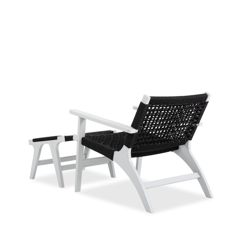 Chaise longue de patio en bois massif avec repose-pieds, Gris