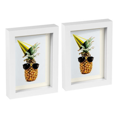 Nicola Spring - 5" x 7" White 3D Box Photo Frames - 4" x 6" Mount
