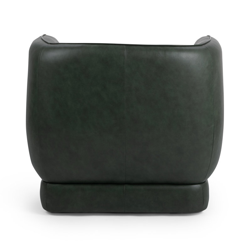 Rinner Leather Swivel Club Chair, Hunter Green Genuine Leather