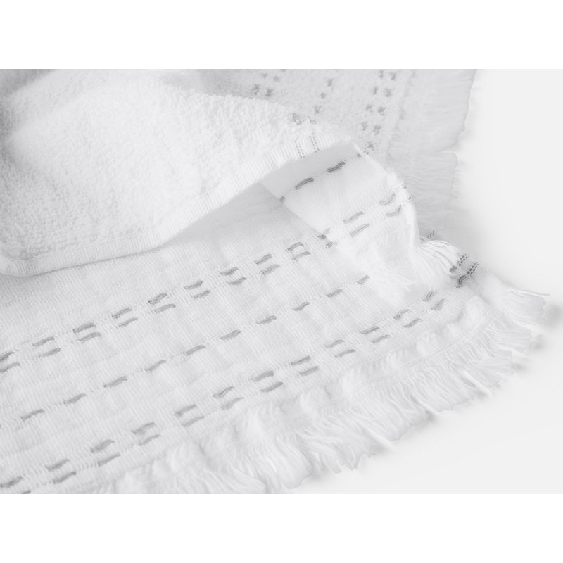 Alder Cotton Embroidered Tea Towel, Alpine White/Fog