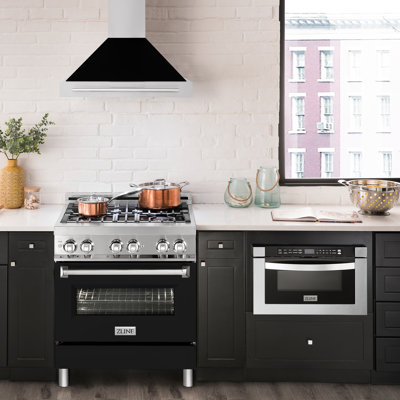 ZLINE 30 in. Convertible Stainless Steel Range Hood with Matte Shell and Stainless Steel Handle