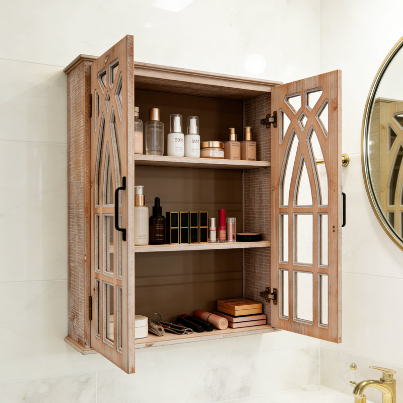 Armoire murale rustique en bois naturel de style rustique pour salle de bain