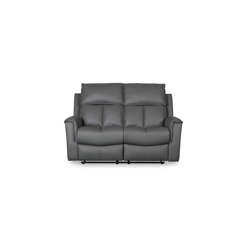 Bergamo Genuine Leather Reclining Sofa, Grey, 2
