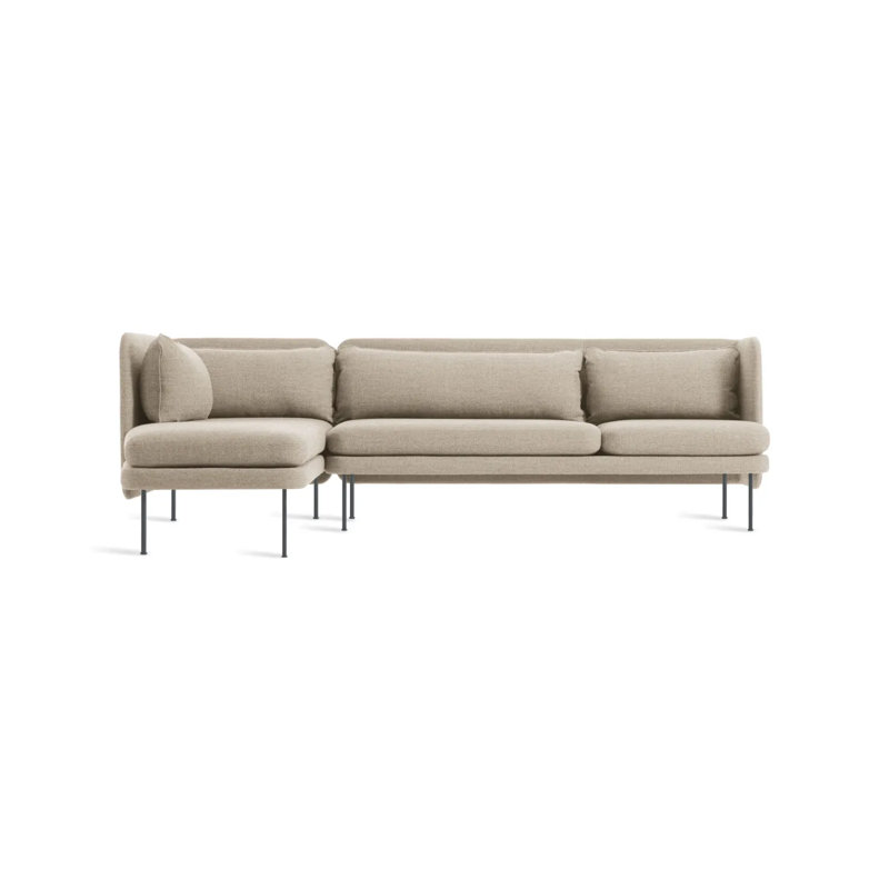 Bloke Chaise Sectional, Tait Stone Textured Basketweave, Left Hand Facing