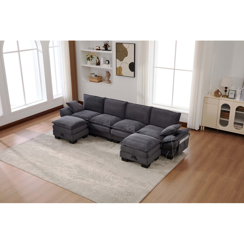 Canapé modulaire modulaire Cloud, canapé en velours côtelé à assise profonde, meubles rembourrés confortables avec plusieurs combinaisons pour le salon, l’appartement, le studio et le bureau