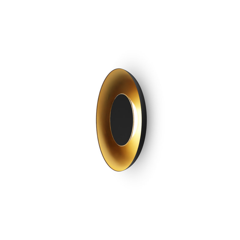 Ramen LED Flush Mounted Sconce, 2.6" H x 18" W x 18" D, Matte Black/Gold