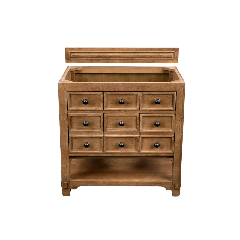 Malibu 36'' W Single Vanity, White Zeus, Widespread, Amber Birch