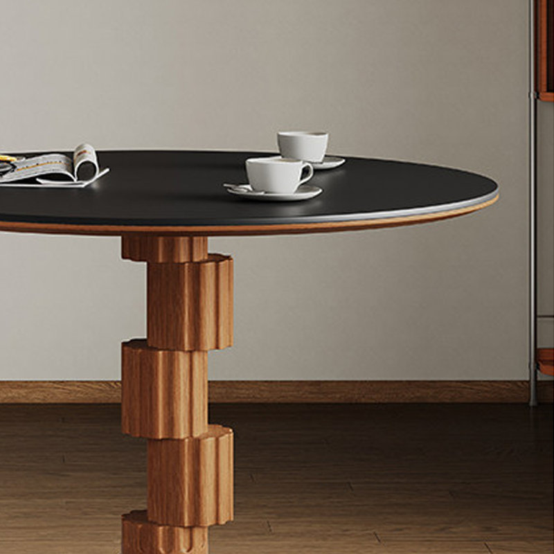 Table ronde Retro Creative, Noir, 29.52"H x 39.37"L x 39.37"W, Marron foncé