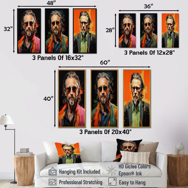 Portrait Pop Old Olive Pop Art, H 28 po x l 36 po, Cadre flottant noir