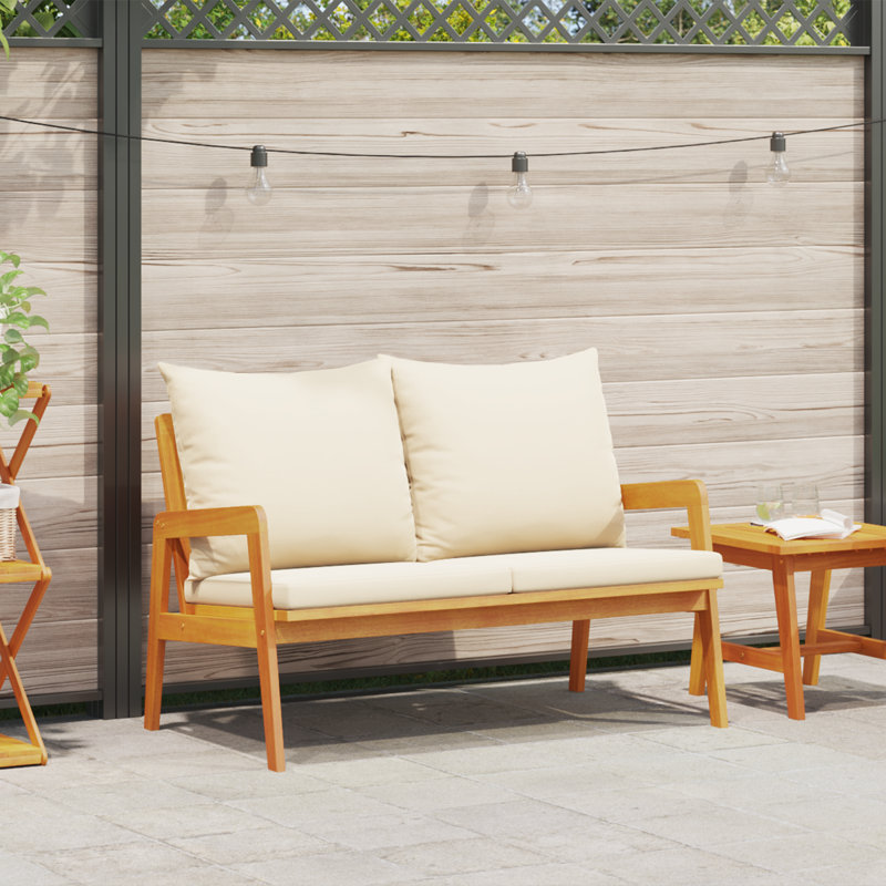  Banc de jardin avec coussins 45,3 po x 25,6 po x 28,0 po en bois d'acacia massif