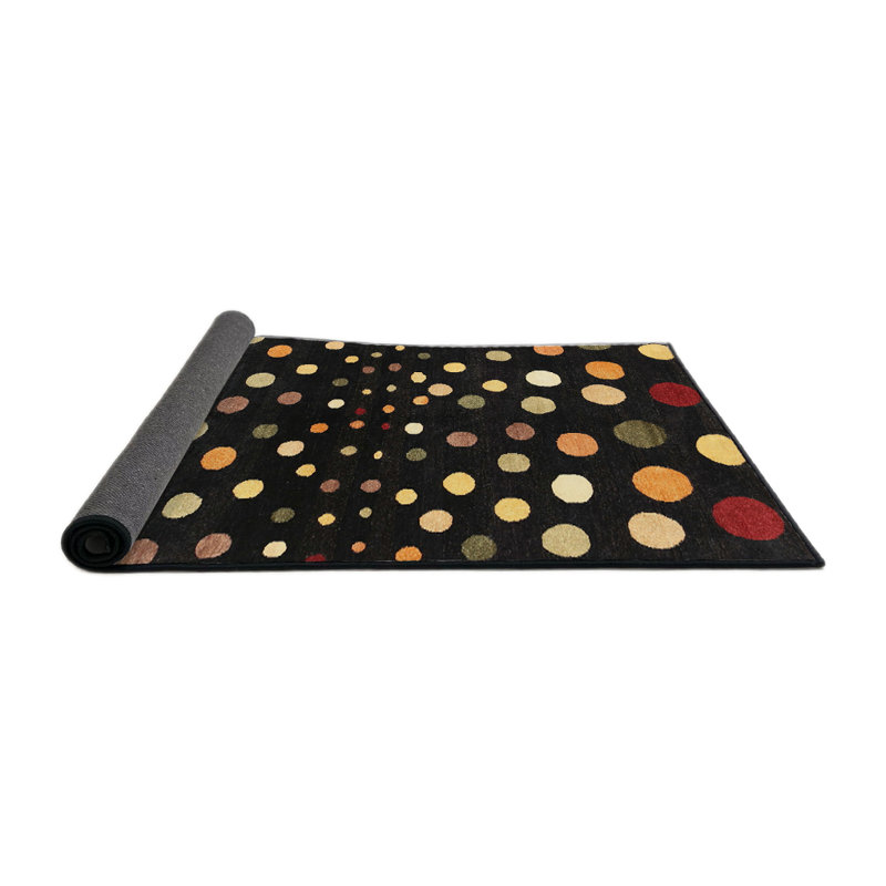 Tapis contemporain noir / rouge, Rond 3 pi