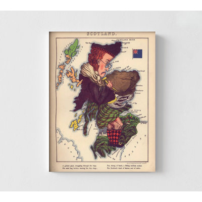 Anthropomorphic Map Of Scotland, Caricature Map Of Scotland Poster Print, Funny Rustic Map Print, Guest Bathroom Remodel Idea Print