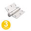 Charnière carrée à ressort de mortaise en nickel satiné 3,5 po x 3,5 po avec goupille non amovible - ensemble de 3